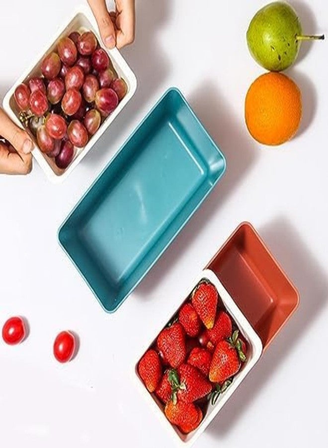 Shreeshann Strainer Basket Colander, Drain Fruit Plate Fruit Basket Snacks Nut Serving Bowls Trays Rectangular Fridge Fish Boxes Fruit Holder for Melon Seeds Candies Pistachios - Image 3